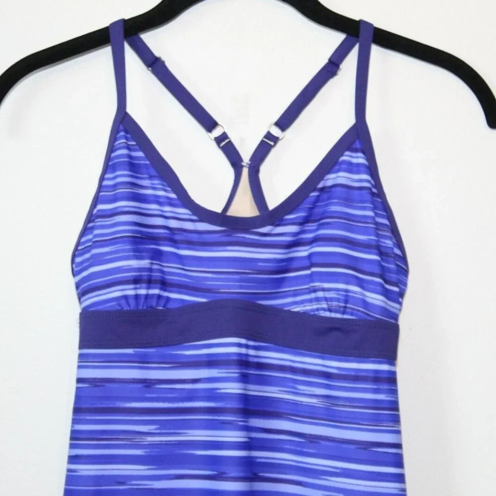 ✨2/$20 Athleta Striped Tank Shorebreak Swim Dress Blue Women's Size XXS H12429 - Picture 3 of 10